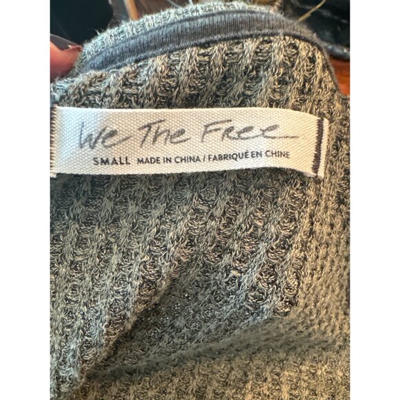 We The Free Olive Green Thermal Waffle Knit Sweater Jersey S Oversized Casual - Picture 6 of 11